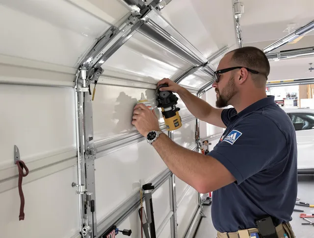 Perris Garage Door Repair technician quieting a noisy garage door in Perris