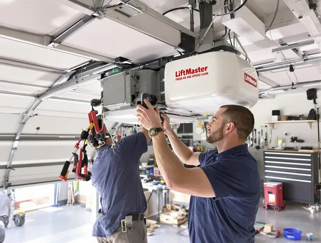 Perris Garage Door Repair technician performing advanced diagnostics on garage opener in Perris