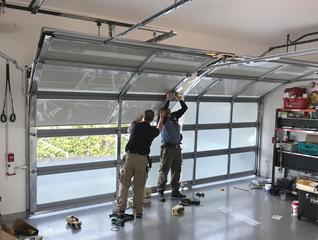 Perris Garage Door Repair expert performing precise panel replacement on Perris garage door